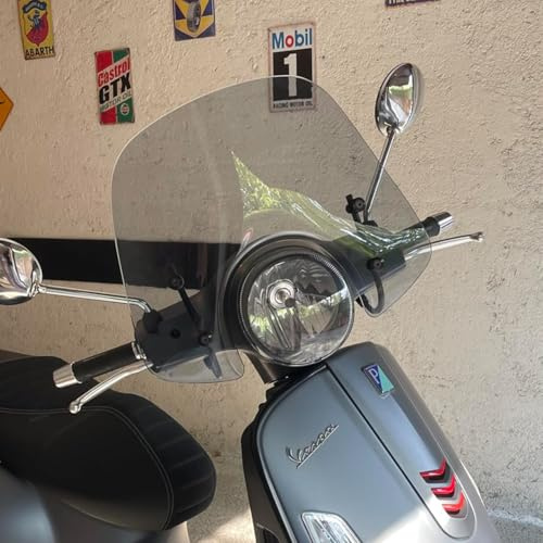 Motorrad Scooter Windschild Windabweiser Mit Halterung Kompatibel mit GTS 250 300 GTS250 GTS300 2017 2018 2019, Windschutzscheibe Windschutz Wind Luftabweiser (Geräuchert)