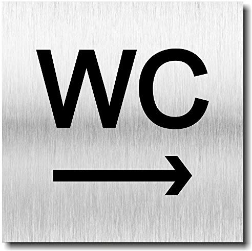 Panneau de porte WC en forme de flèche pour WC - Impression UV - 12 x 12 cm - 3 mm - Fabriqué en Allemagne