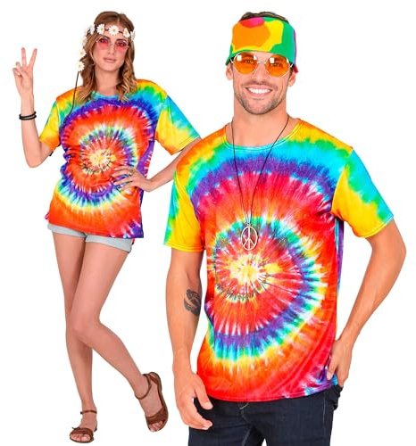 W WIDMANN MILANO Party Fashion - Chemise hippie style batik, pour soirée à thème Flower Power, carnaval