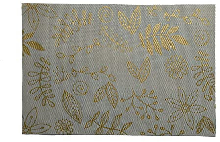 Manteles Individuales Flor De Hoja Dorada Mantel Individual PVC Lavable Salvamanteles Individuales Resistente al Calor Bajoplatos Antideslizante Individuales Mesa 30x45cm 2 Pcs