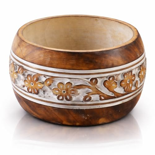 Beautiful Handmade 12x7cms Decorative Mango Wood Snack Serving Bowl For Dry Fruits Chips Coffee Table Countertop Display Key Bowl Tableware Kitchen Living Room Home Decor Accents Dinnerware