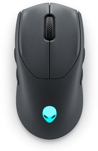 Alienware AW720M Tri-Mode Wireless Gaming Mouse - 2.4GHz Wireless, Bluetooth 5.1, 26,000 DPI, 8-Fully Programmable Buttons, Magnetic Snap Charging Adapter USB-A to USB-C Cable - Dark Side of The Moon