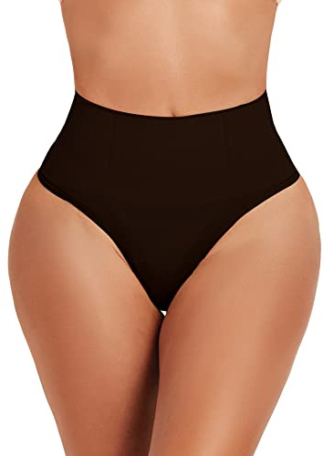 JELLYOGA Seamless Thong Shapewear for Women Tummy Control Body Shaper Panties Girdle High Waist Shaping Underwear (Black, 3XL)