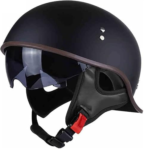 Halbhelme Motorradhelm Halbschalenhelm mit ECE-Zertifizierung Rollerhelm Cruiser Chopper Motorradhalbhelm mit Visier für Damen und Herren Erwachsen (Color : 1, Size : 59~60cm)