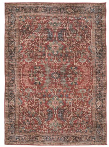 RugVista Khalifa Oriental, Tapis, Orientaux, 120 x 180 cm, Rectangulaire, Poil Ras, Salle de séjour, Chambre, Cuisine, Lavage en Machine, Rouge