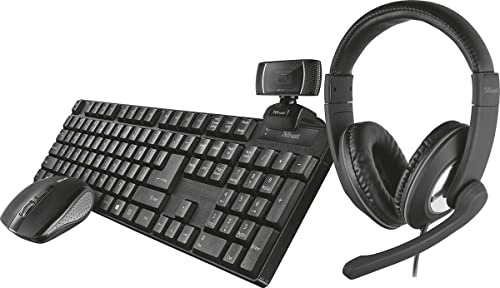 Trust Qoby 4-in-1 Home Office Set mit Webcam, Headset, Tastatur (Azerty) und Maus