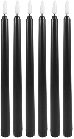 OSALADI 6st Lange Stabkerzenlichter Halloween-led-kerze Realistische Spitzkerzen Flackernde Birne Led-kerzen Flackern Schwarze Halloween-kerzen Led-lampen Elektrische Kerze Base Plastik 3d