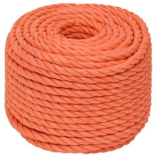 vidaXL Arbeitsseil Bodenarbeitsseil Arbeitsleine Mehrzweckleine Seil Bootsleine Allzweckseil Schnur Tau Leine Gedreht Orange 20mm 25m Polypropylen