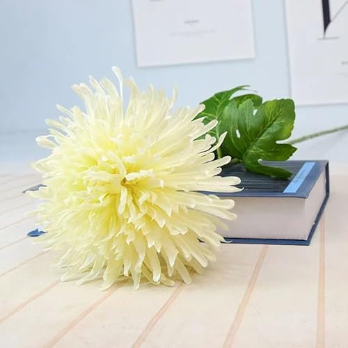 HXSCOO Künstliche Blume Chrysantheme, großer Blütenkopf, Kern, Chrysantheme, Hochzeit, Hochzeitsdekoration, Heimdekoration, Fotografie-Requisiten (Color : A-Champagne)