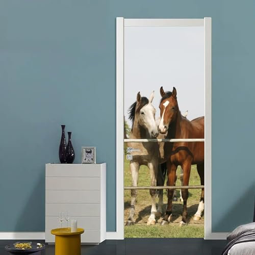 3D Prärietier Pferd Türwandaufkleber Selbstklebende Türaufkleber Türposter Türtapete Türwandbilder Türfotos 85 X 210 Cm Für Wohnzimmer Schlafzimmer Badezimmer Küchentüren 0