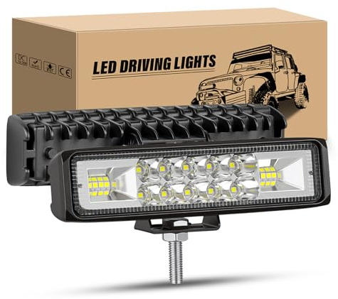 RIGIDON 2 x Mini Led Arbeitsscheinwerfer Bar 6 Zoll 15 cm 24W Scheinwerfer | 12V 24V 6000K Weiß Slim Spot Flood Led Lght Bar, Offroad Zusatzscheinwerfer Wasserdicht für Auto SUV ATV LKW Traktor Bagger