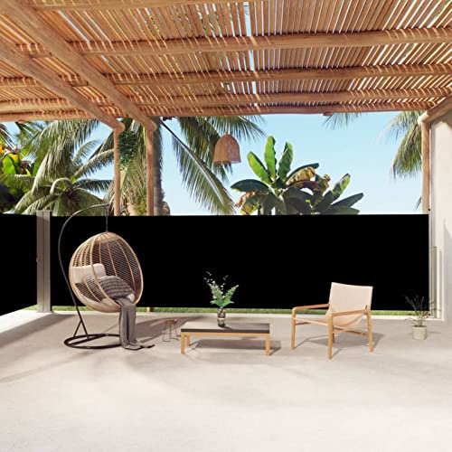 Chaduof Seitenmarkise Ausziehbar, Windschutz Terrasse, Balkon Windschutz, Balkon Sichtschutz, Sichtschutz Zaun, Sichtschutzzaun, Markise Balkon, Sichtschutzwand, Schwarz 160x1000 cm