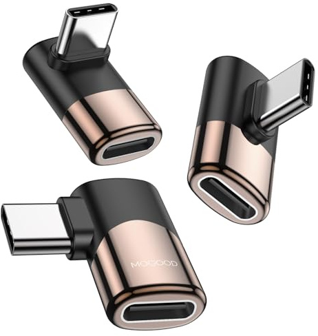 MOGOOD USB C 90° Adapter 40Gbps 100W 8K für Laptop & Steam Deck | USB4/Thunderbolt 3 kompatibel, Aluminium, für Tablet/Switch/Handy, Daten/Laden/Video, Winkelstecker für enge Plätze