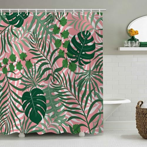 FAIRYGATE Shower Curtains for Bathroom Garden Shower Curtain Outdoor Tropical Jungle Rainforest Green Palms Tree Nature Scenery Polyester Fabric Bathroom Decor 180 x 180 cm B8108