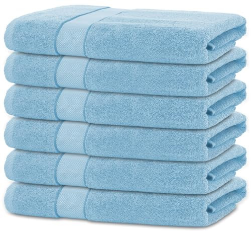 BANANALU 6 Handtücher Set 50x100cm 100% Baumwolle Gästehandtücher Handtuch Placid Blue