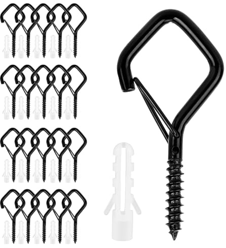 Haken Zum Schrauben,20PCS Schwarz Schraubhaken,Deckenhaken,Wandhaken Zum Schrauben,Hakenschrauben,Haken Decke,Schraubhaken Schwarz,Haken Schwarz Zum Schrauben,Schraubhaken Groß,Haken Schwarz