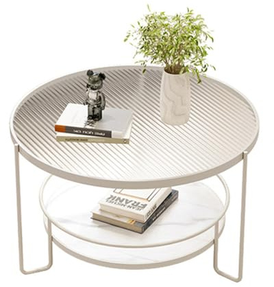 SINBINTA Runder Glas-Beistelltisch, Runder Couchtisch | Glas-Couchtisch für kleine Räume mit stabilem Metallgestell, moderner Beistelltisch für Wohnzimmer, Schlafzimmer und Büro