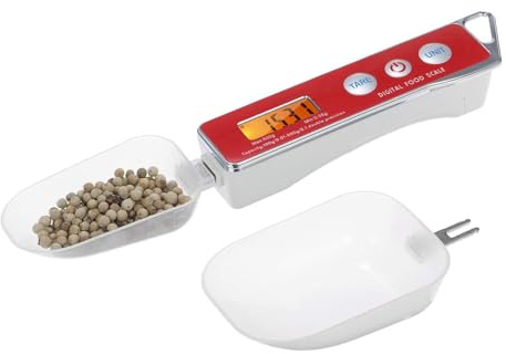 Cuchara medidora eléctrica, cucharas medidoras de gramos, cucharas medidoras de gramos, cuchara de escala de alimentos con visualización 500 g/0,05 g, cuchara medidora de cocina para granos de
