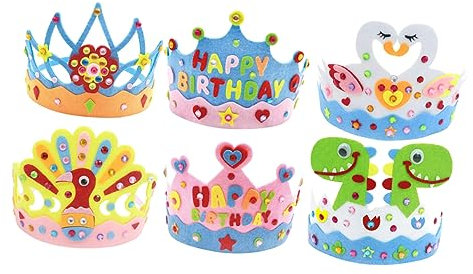 PLAFOPE Einzigartiger Geburtstagskronen-kopfschmuck Vlies-kronen-set Mädchen-kronen-requisite Kreativ Für Partys Bequem Für Jungen Und Mädchen 6-teiliges Set