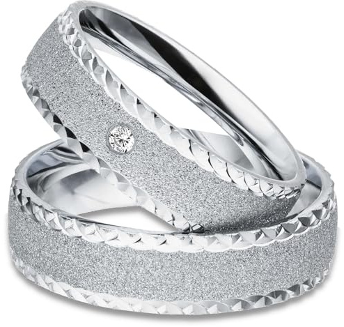 Kolibri Rings Eheringe Zirkonia Stein Verlobungsringe Silber 925 Set - Gratis Gravur und Etui