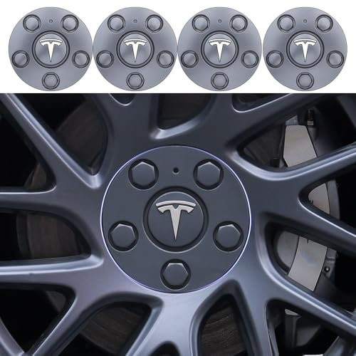 XWSBUDE 4 Piezas Tapacubos Centro Rueda, para Tesla Model 3 Highland 2024 15cm Impermeable AntióXido Centrales Tapas de Buje Centrales Cubo Rueda Repuesto Accesorios