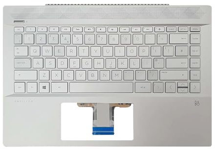 TECHNOLOGYVS LAPTOP PALMREST COVER REPLACEMENT FOR HP Pavilion 14-CE0129NIA 14-CE2069NB TOP CASE UK QWERTY KEYBOARD SILVER BACKLIT