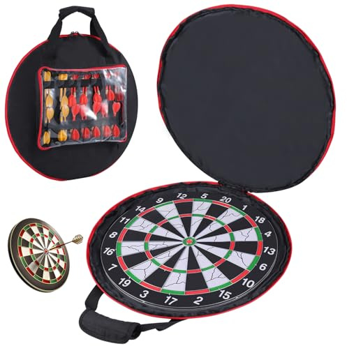 Yumt Bolsa de almacenamiento para juego de dardos, funda protectora impermeable para diana, bolsa de transporte para diana, puntas de dardos, ejes de dardos y otros accesorios de dardos, solo bolsa