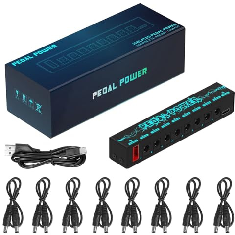 Swiixxer PEDAL POWER Gitarrenpedal Power Gitarren-Effektor-Netzteil 8 Isolierte DC-Ausgänge Gitarren-Effektpedal Gitarren-Ersatzteile