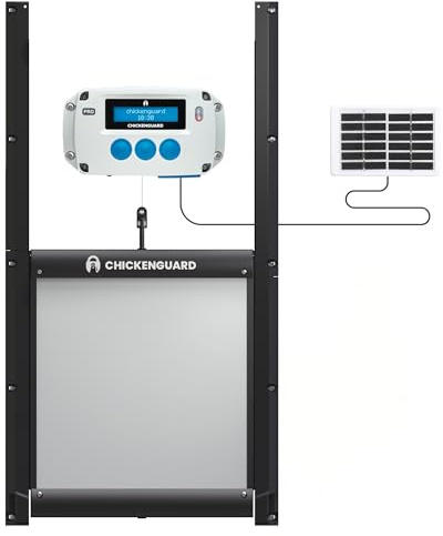 Apertura Automática de Puerta para Gallinas, ChickenGuard Pro con Timer/Sensores de Luz, Motor Potente Levanta la Puerta/Flap hasta 2kg, (Pro LDK Solar)