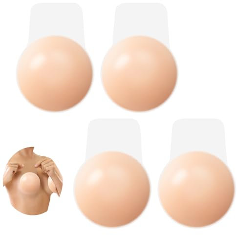 teasteam Silicone Sticky Bra Invisible 2Pairs Backless Bras for Women | 10cm Reusable Lifting Bra Cups |Nipple Cover Skin-Friendly | Boobtapes Push Up for Party Bar Wedding Deep V All Backless Clothes