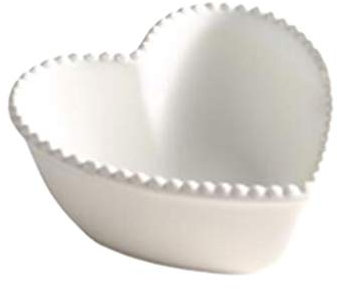 GLETSF Salad Bowl Heart Shaped Ceramic Bowl Salad Dessert Bowl Fruit Snack Serving Bowl Porcelain Sauce Dish Sushi Soy Dip Bowls For Appetizer Ice Cream Bowl White Snack PlatterWhite