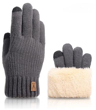 BooeDareno Männer Warme Volle Finger Handschuhe Winter Touchscreen Plus Fleece Handschuhe Männer Frauen Verdickung Wolle Gestrickte Radfahren Reithandschuhe
