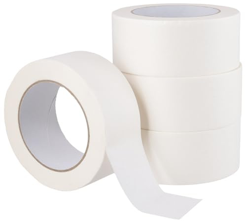 CHUENKUK 4 Rollen Kreppband 48mm x 50m, Malerband Weiß, Malerkrepp Weiss Maler Klebeband Abdeckband für Malerarbeiten, Basteln, DIY-Projekte