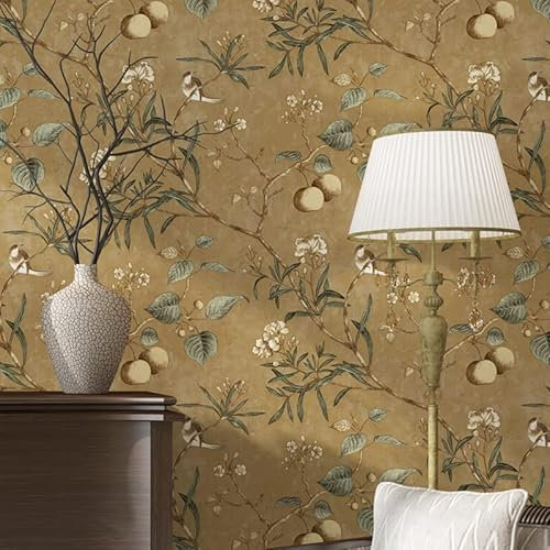 Papier Peint Panoramique Feuilles Jaunes De Moutarde Tapisserie Murales Papier Peint Panoramique Enfant Intissé Chambre Fille Adulte Salon Bureau Restaurant Décoratif 274x254cm