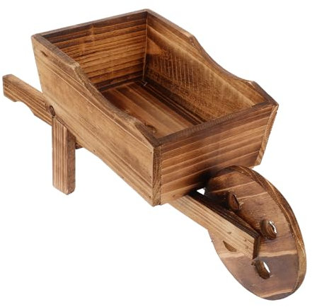 UKCOCO Carrello Vaso da Fiori in Legno 46x15,5x19 Cm, Fioriera Ornamentale a Carriola per Piante Grasse e Decorazione Interna Casa Ufficio