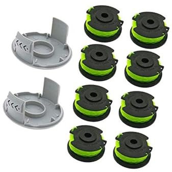 XEBRAD String Trimmer Replacement Spool Line, 0.079 Autofeed Replacement Spools and Cover, for Ryobi, RAC142 36V, for RLT36B33 RY36LT33A-0 Cordless String Trimmer Weed Eater Spools Line (8 Spool + 2