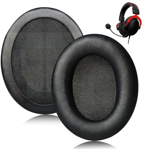 2X Coussinets d'oreille de Remplacement pour Kingston HyperX Cloud II, Cloud 3, Cloud Alpha, Cloud Flight S, Cloud Stinger, Rechange Coussinets Casque Mousse à Mémoire de Forme et Similicuir PU, Noir