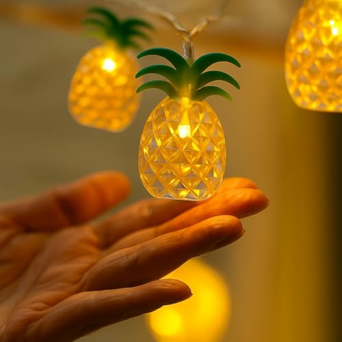 10 LED Pineapple String Lights, 2M Copper Wire USB Powered Warm White Fairy Lights with 8 Modes, Indoor Outdoor Wedding, Party, Bedroom, Garden, Patio, Hawaii Gift, Home & Christmas Decor