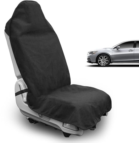 HUSOUE Autositzschoner, Auto Schonbezug Vordersitz Wasserdicht Sitzbezüge Frottee Sitzbezug Staubdicht Auto Sitzbezug Vordersitze Universell für Sport Arbeit Werkstatt Schwarz