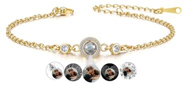 JSDDE Projektion Armband mit Foto Personalisiertes Armband mit Bild im Stein Projektionsarmband mit Foto Armkette Erinnerungsgeschenk für Freundin Schwester Damen