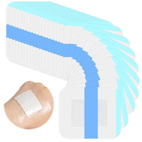 50 Stück Wasserdicht Transparent Bandage 6 x 7 cm, Duschpflaster Wasserfest Starker Halt, Wundverband mit Saugfähigem Baumwollkissen für Schwimmen Dusche Sport Tattoo