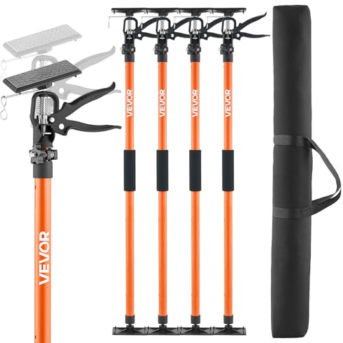 VEVOR Barra de Soporte para Elevador de Armarios, 4 Piezas, Ajustable 116-290 cm, Varilla Telescópica Rápida Liviana de Acero, Carga de 70 kg para Instalar Armarios y Levantar Paneles de Yeso
