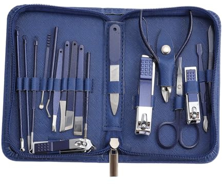 MOTHNUR Kit Portatile per Pedicure e Manicure Multifunzione 18 Pezzi in Acciaio Inox Professionale Custodia per Uso Domestico, Viaggio e Cura Unghie Completa
