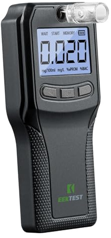 Breathalyzer, Alcohol Tester with Fuel Cell Sensor, Police-Grade Alcohol Breathalyzer Tester for Home Health Use, with 10 Mouthpieces (Black)