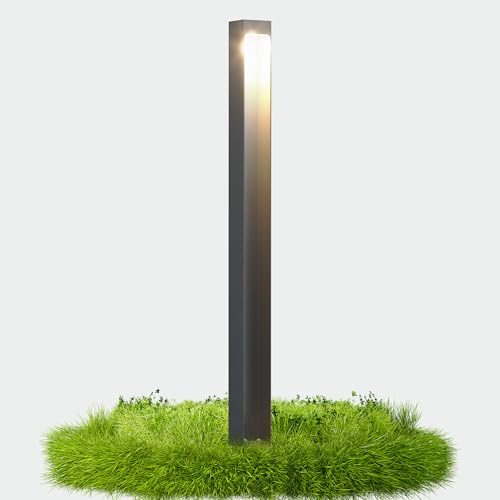 doporro Wegeleuchten Außen Stromanschluss 80cm Gartenleuchte IP65 5W | Gartenlampen für Draußen Strom, 3000K Warmweiß Pollerleuchte Standleuchte Außen, 6x6x80cm, Sandgrau dunkel, BaldersLights