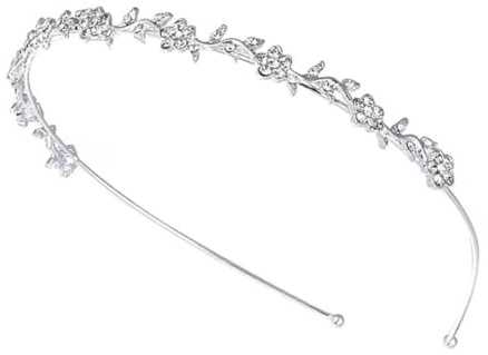 Hochzeit Tiara,Braut mit verziert Perle Hochzeit Stirnband,Ideal für Proms/Parteien, Silber Kopfschmuck für Handgemachte Braut Stirnband mit Strass