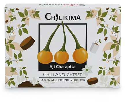 Chilikima Chili Anzuchtset Aji Charapita – Die Königin der Chilis – Komplettes Starter Kit inkl. Samen, Erde & Vlies-Töpfen – Ideal für Einsteiger & als Geschenk