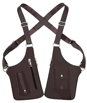 gresonic Sac Bandoulière Double Homme en Cuir Unisexe pour sous Les aisselles, Sac à bandoulière réglable avec Attraction magnétique Faible et Design Anti-vol Discret