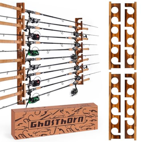 Ghosthorn Rutenhalter für bis zu 12 Ruten-Wand oder Deckenmontage-Rutenständer Angeln für Garage & Werkstatt-Platzsparende Aufbewahrung für Angelausrüstung-Geschenk für Angler