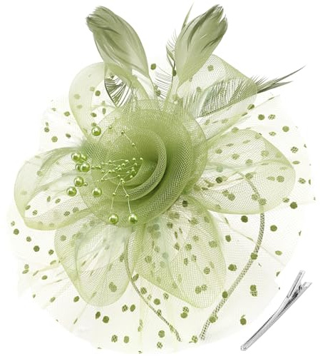 DRESHOW Fascinators per Capelli da Donna Fascinator Chapeau Nuptiale Plumes Cheveux Clip Accessoires Cocktail Royal Ascot